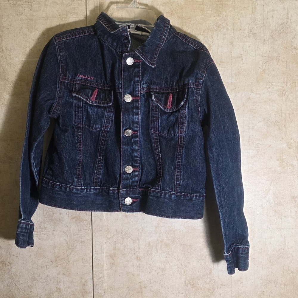 Vintage Jordache Dark Blue Jean Jacket with Pink Details